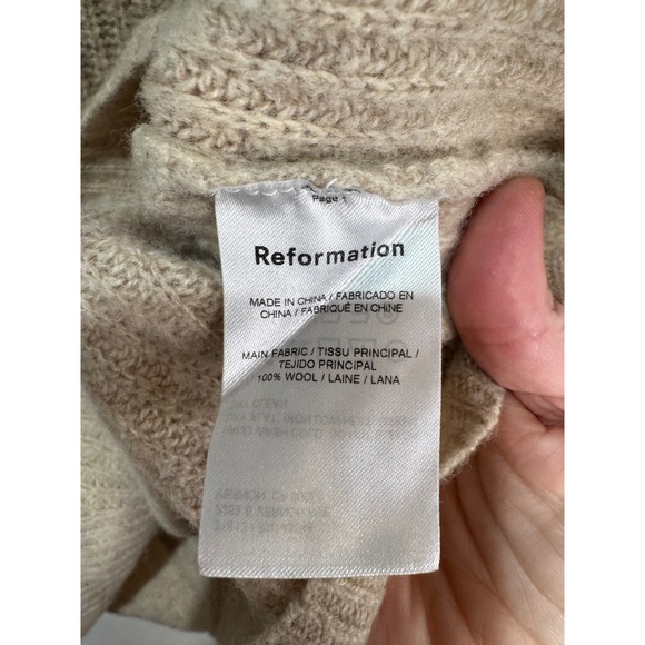 Reformation Lotto Wool Swester Sz M Tan Cropped - Picture 7 of 7